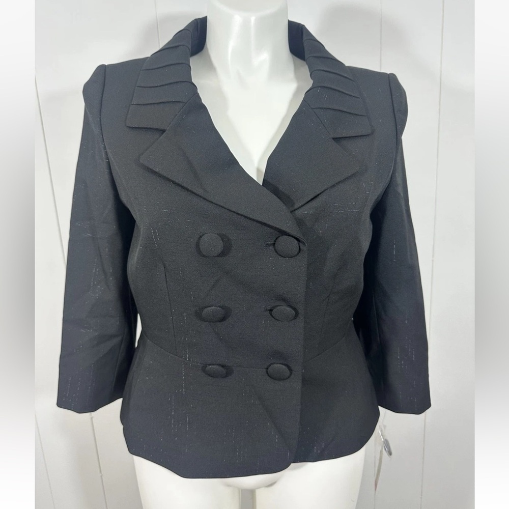 NWT Alex Marie Black with metallic accents Jacket Blazer 3/4 Sleeve Size 12